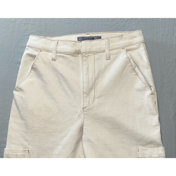 Joe's Jeans Ecru Cargo Wide Leg Denim Pants. Brown Specked Ivory, Women's 27 GUC - Picture 6 of 9